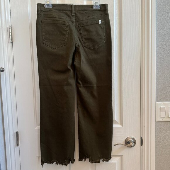 NWOT SNEAK PEEK WOMANS JEANS MIDRISE STRAIGHT LEG OLIVEGREEN FRAYED HEM SZ 7/W28 - Picture 9 of 9
